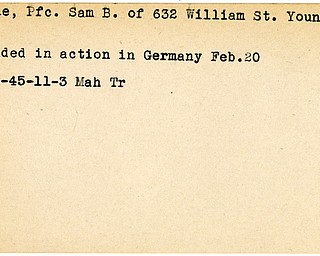 World War II, Vindicator, Sam B. Cole, Youngstown, wounded, Germany, 1945, Mahoning, Trumbull