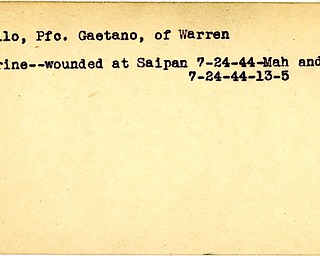World War II, Vindicator, Gaetano Colello, Warren, marine, wounded, Saipan, 1944, Mahoning, Trumbull