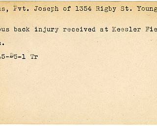 World War II, Vindicator, Joseph Collins, Youngstown, wounded, Keesler Field, Mississippi, 1945, Trumbull