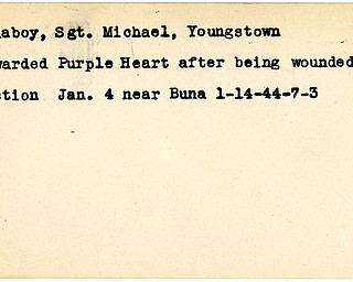 World War II, Vindicator, Michael Conaboy, Youngstown, award, Purple Heart, wounded, 1944