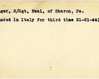 World War II, Vindicator, Neal Conger, Sharon, wounded, Italy, 1944, Trumbull