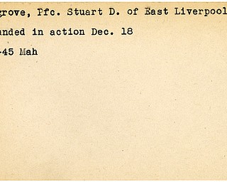 World War II, Vindicator, Stuart D. Congrove, East Liverpool, wounded, 1945, Mahoning