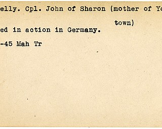 World War II, Vindicator, John Connelly, Sharon, Youngstown, wounded, Germany, 1945, Mahoning, Trumbull