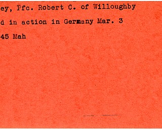 World War II, Vindicator, Robert C. Conrey, Willoughby, killed, Germany, 1945, Mahoning