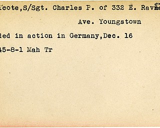 World War II, Vindicator, Charles P. Conricote, Youngstown, wounded, Germany, 1945, Mahoning, Trumbull