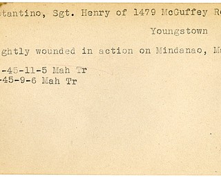 World War II, Vindicator, Henry Constantino, Youngstown, wounded, 1945, Mahoning, Trumbull