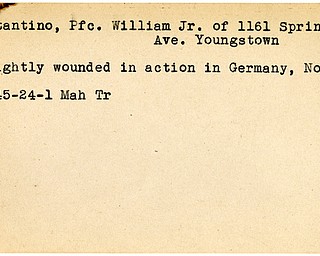 World War II, Vindicator, William Constantino Jr, Youngstown, wounded, Germany, 1945, Mahoning, Trumbull