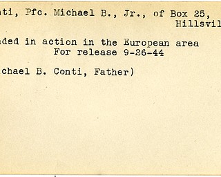 World War II, Vindicator, Michael B. Conti Jr, Hillsville, wounded, Europe, 1944