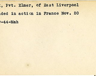 World War II, Vindicator, Elmer Cook, East Liverpool, wounded, France, 1944, Mahoning