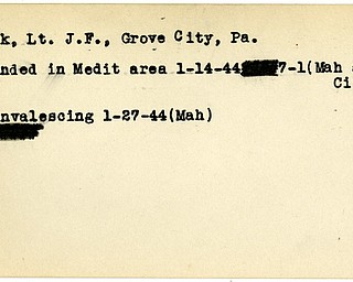 World War II, Vindicator, J. F. Cook, Grove City, wounded, Mediterranean, 1944, Mahoning, City