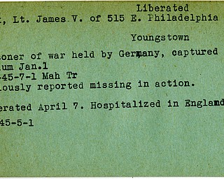 World War II, Vindicator, James V. Cook, liberated, Youngstown, prisoner, Germany, Belgium, 1945, Mahoning, Trumbull, missing, hospitalized