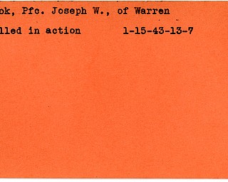 World War II, Vindicator, Joseph W. Cook, Warren, killed, 1943