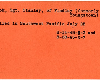 World War II, Vindicator, Stanley Cook, Youngstown, Findlay, killed, Pacific, 1943