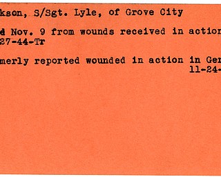 World War II, Vindicator, Lyle Cookson, Grove City, killed, wounded, 1944, Trumbull, Germany