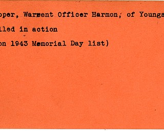 World War II, Vindicator, Harmon Cooper, Youngstown, killed, 1943