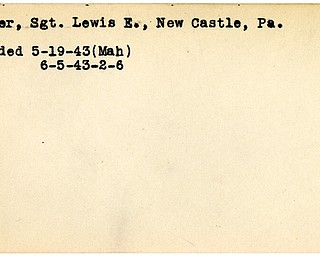 World War II, Vindicator, Lewis E. Cooper, New Castle, wounded, 1943, Mahoning