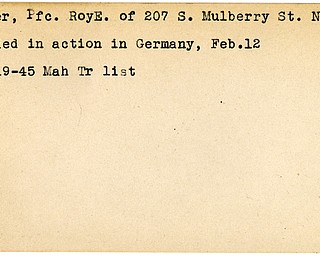 World War II, Vindicator, Roy E. Cooper, New Castle, wounded, Germany, 1945, Mahoning, Trumbull