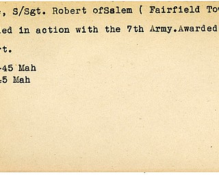 World War II, Vindicator, Robert Cope, Salem, wounded, award, Purple Heart, 1945, Mahoning