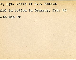 World War II, Vindicator, Merle Copper, Wampum, wounded, Germany, 1945, Mahoning, Trumbull