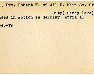 World War II, Vindicator, Robert W. Corll, Grove City, Sandy Lake, wounded, Germany, 1945, Trumbull