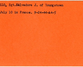 World War II, Vindicator, Salvadore J. Corsello, Youngstown, died, France, 1944