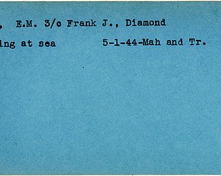 World War II, Vindicator, Frank J. Cory, Diamond, missing, 1944, Mahoning, Trumbull
