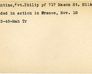 World War II, Vindicator, Philip Cosentine, Niles, wounded, France, 1945, Mahoning, Trumbull