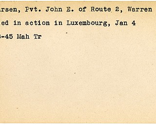 World War II, Vindicator, John E. Coursen, Warren, wounded, Luxembourg, 1945, Mahoning, Trumbull
