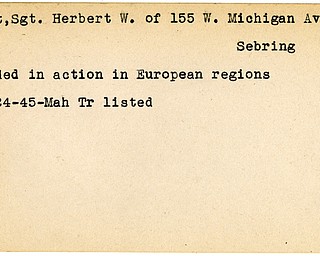 World War II, Vindicator, Herbert W. Court, Sebring, wounded, Europe, 1945, Mahoning, Trumbull