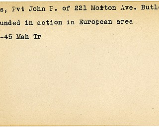 World War II, Vindicator, John P. Cousins, Butler, wounded, Europe, 1945, Mahoning, Trumbull