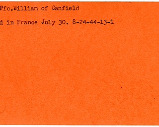 World War II, Vindicator, William Cox, Canfield, killed, France, 1944