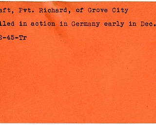 World War II, Vindicator, Richard Craft, Grove City, killed, Germany, 1945, Trumbull