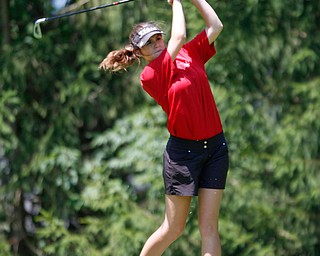 Jayne Bernard drives the ball during the Greatest Golfer Girls U17 championship at Avalon Lakes on Saturday. EMILY MATTHEWS | THE VINDICATOR