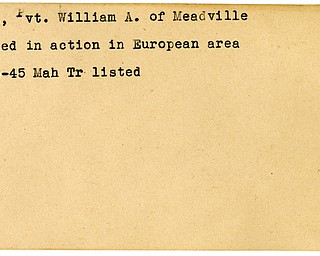 World War II, Vindicator, William A. Dahl, Meadville, wounded, Europe, 1945, Mahoning, Trumbull