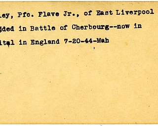 World War II, Vindicator, Flave Dailey Jr, East Liverpool, wounded, hospitalized, 1944, Mahoning