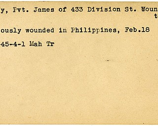 World War II, Vindicator, James Dailey, Youngstown, wounded, Philippines, 1945, Mahoning, Trumbull