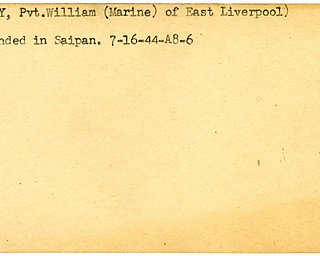 World War II, Vindicator, William Dailey, Marine, East Liverpool, wounded, Saipan, 1944