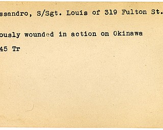 World War II, Vindicator, Louis Dalessandro, Niles, wounded, Okinawa, 1945, Trumbull