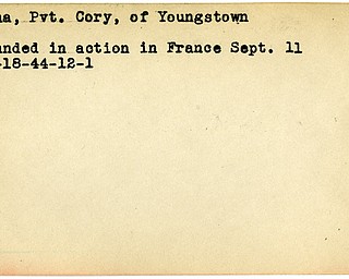 World War II, Vindicator, Cory Dama, Youngstown, wounded, France, 1944