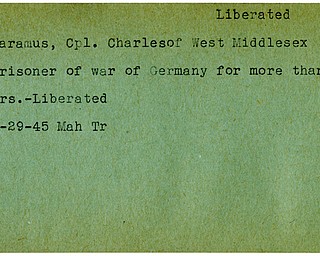 World War II, Vindicator, Charles Daramus, West Middlesex, liberated, prisoner, Germany, 1945, Mahoning, Trumbull