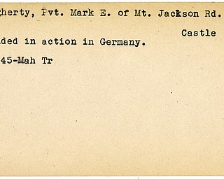 World War II, Vindicator, Mark E. Daugherty, New Castle, wounded, Germany, 1945, Mahoning, Trumbull