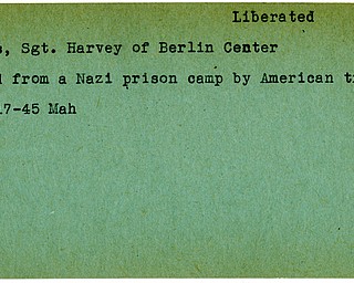 World War II, Vindicator, Harvey Davis, Berlin Center, liberated, prisoner, Germany, 1945, Mahoning
