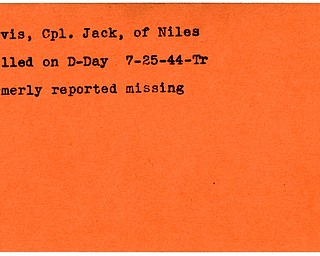 World War II, Vindicator, Jack Davis, Niles, killed, D-Day, 1944, Trumbull