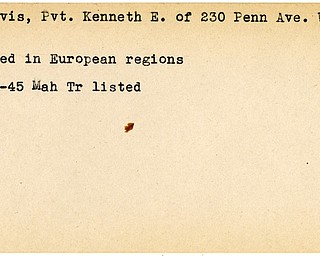 World War II, Vindicator, Kenneth E. Davis, Warren, wounded, Europe, 1945, Mahoning, Trumbull