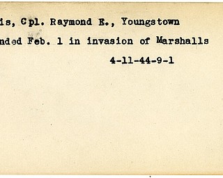 World War II, Vindicator, Raymond E. Davis, Youngstown, wounded, 1944