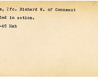 World War II, Vindicator, Richard W. Davis, Conneaut, wounded, 1945, Mahoning