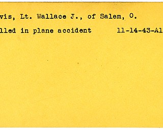 World War II, Vindicator, Wallace J. Davis, Salem, killed, plane, accident, 1943
