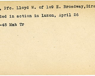 World War II, Vindicator, Lloyd W. Day, Girard, wounded, Luzon, 1945, Mahoning, Trumbull