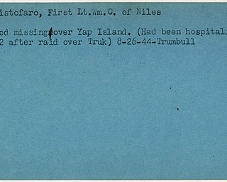 World War II, Vindicator, William C. DeChristofaro, Niles, missing, hospitalized, 1944, Trumbull