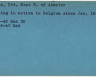 World War II, Vindicator, Ross W. Deetz, Atwater, missing, Belgium, 1945, Mahoning, Trumbull